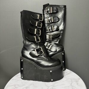 Demonia TRANSFORMER-800 Platform Buckle Boots